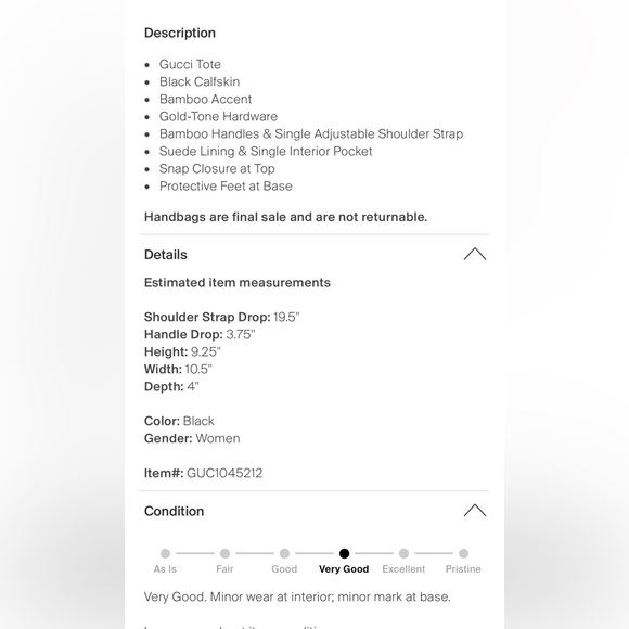 Gucci Black Leather Small Diana Tote with Bamboo Handles - Picture 6 of 6